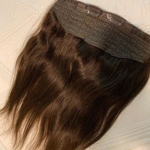 Brown halo style human hair extension piece